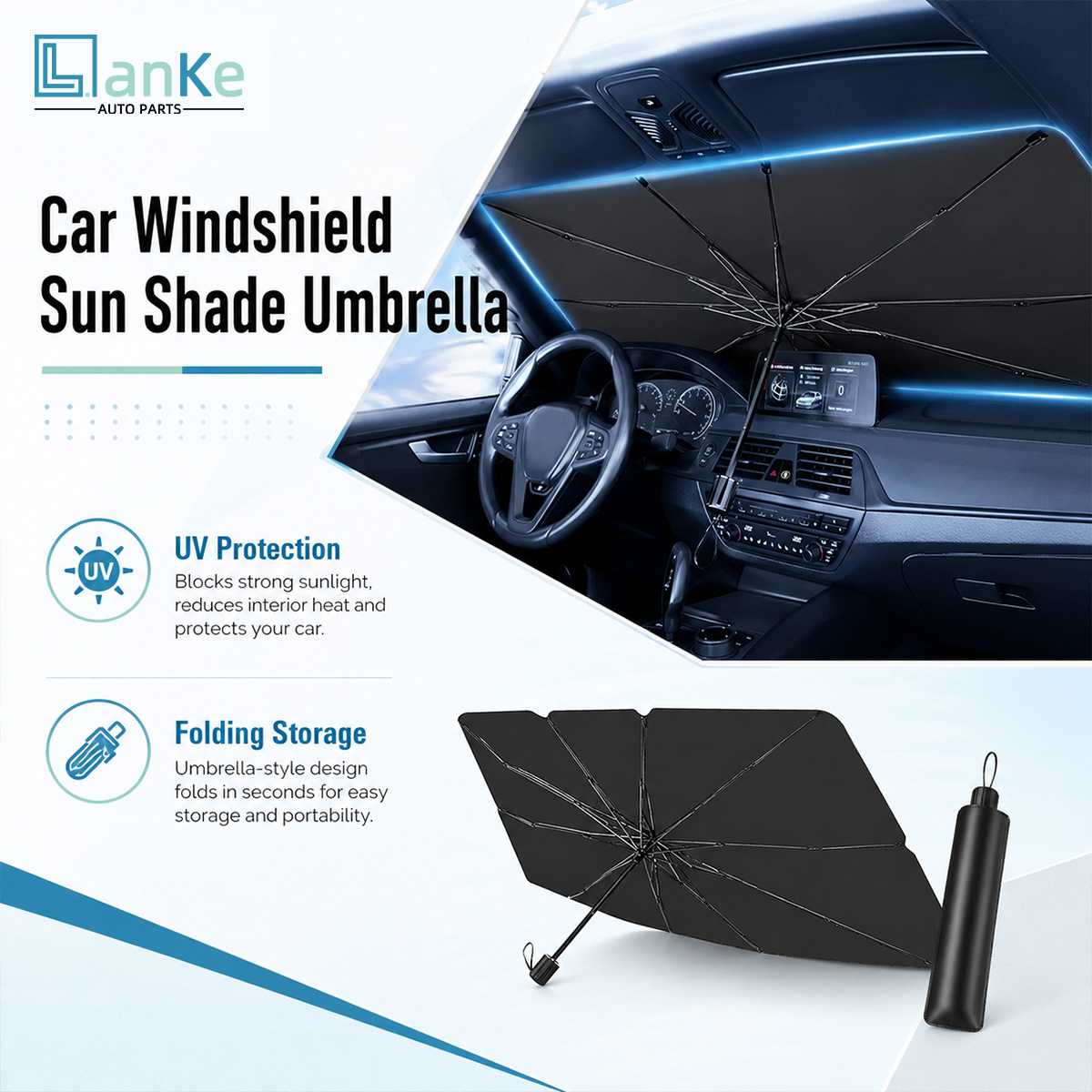 Lanke Foldable Car Windshield  - огляд і ціна Car Sunshade Windshield Umbrella Foldable