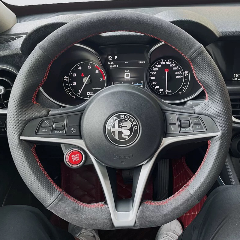 For Alfa Romeo Giulia Stelvio  - огляд і ціна Car Steering Wheel Cover Anti Slip Breathable